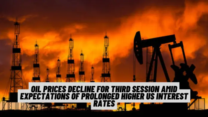 Oil Prices Decline for Third Session Amid Expectations of Prolonged Higher US Interest Rates