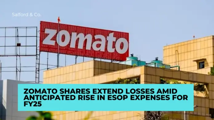 Zomato Shares Extend Losses Amid Anticipated Rise in ESOP Expenses for FY25