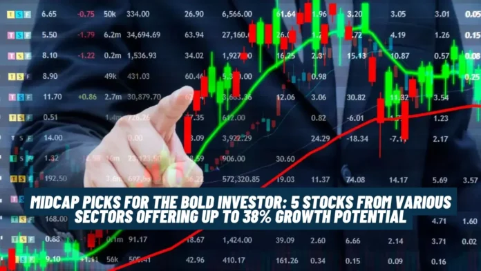 Midcap Picks for the Bold Investor: 5 Stocks from Various Sectors Offering Up to 38% Growth Potential