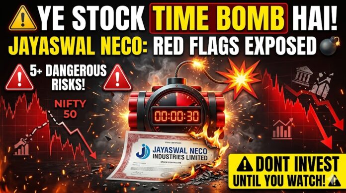 Jayaswal Neco Industries red flag analysis showing 99.9% promoter pledge, debt concerns, and risks for retail investors.