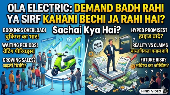 Ola Electric share analysis showing falling stock trend, negative reserves, promoter concerns and EV business recovery discussion.