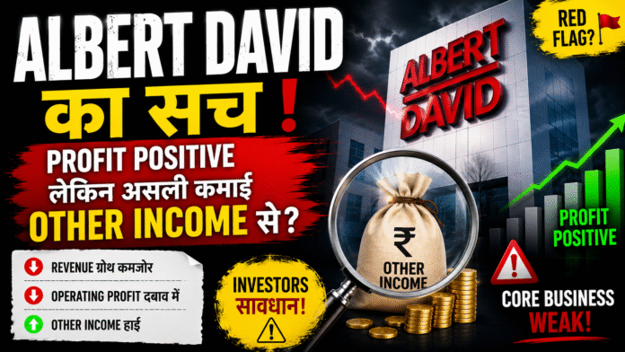 Albert David share analysis showing positive profit driven by other income despite weak core business performance.