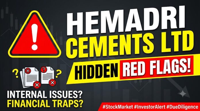Hemadri Cements red flag analysis showing EPS -227, declining financial performance, investor concerns, and stock market risk assessment.