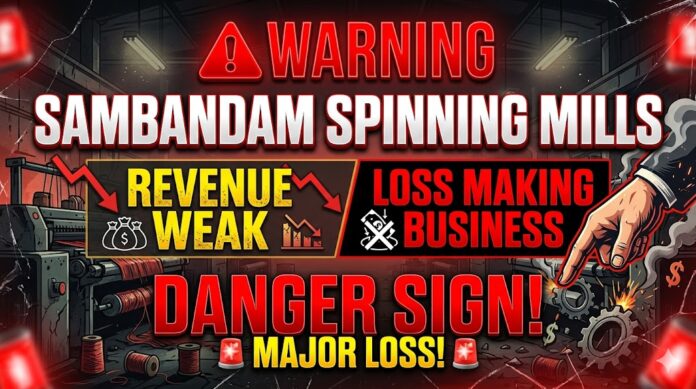 Sambandam Spinning Mills share analysis showing financial loss, declining EBITDA margin and weak business performance in textile sector.