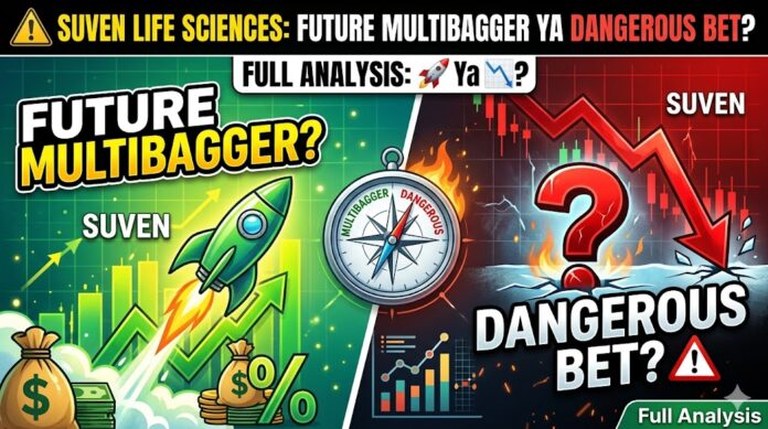 Suven Life Sciences share analysis showing revenue decline, negative cash flow, biotech stock risks and clinical trial concerns