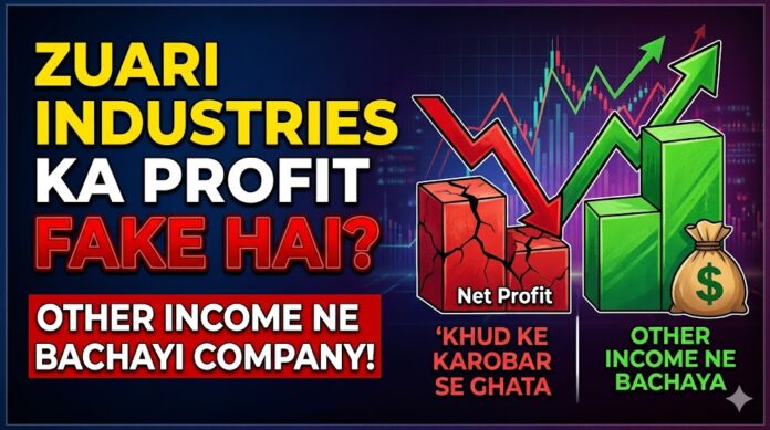 Zuari Industries share analysis showing falling EBITDA margin, weak core business profitability and profit supported by other income.