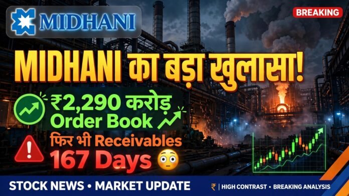 MIDHANI Share Analysis FY26 showing 18 percent profit growth and 167 days receivables