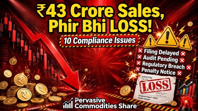 Pervasive Commodities share analysis showing FY26 sales growth, exceptional loss and compliance concerns